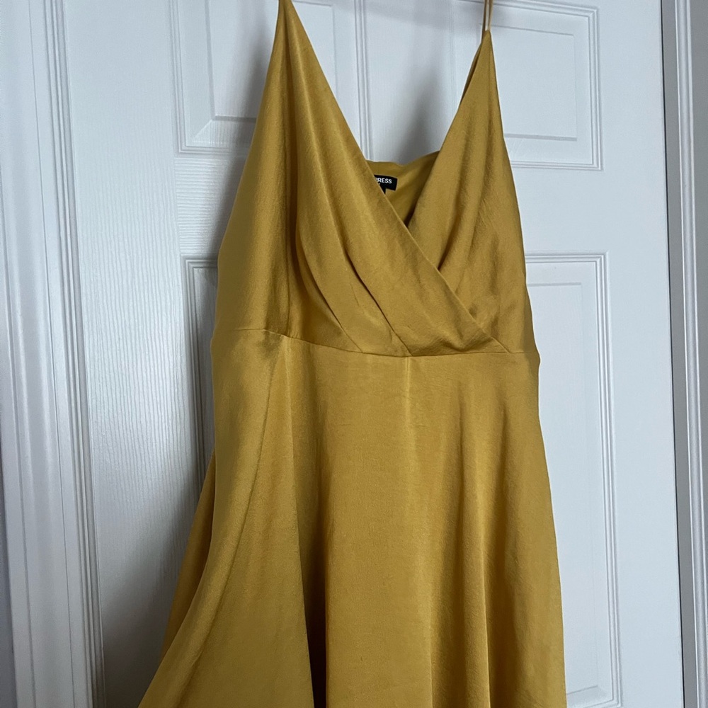 Express Yellow Wrap Sundress Mini